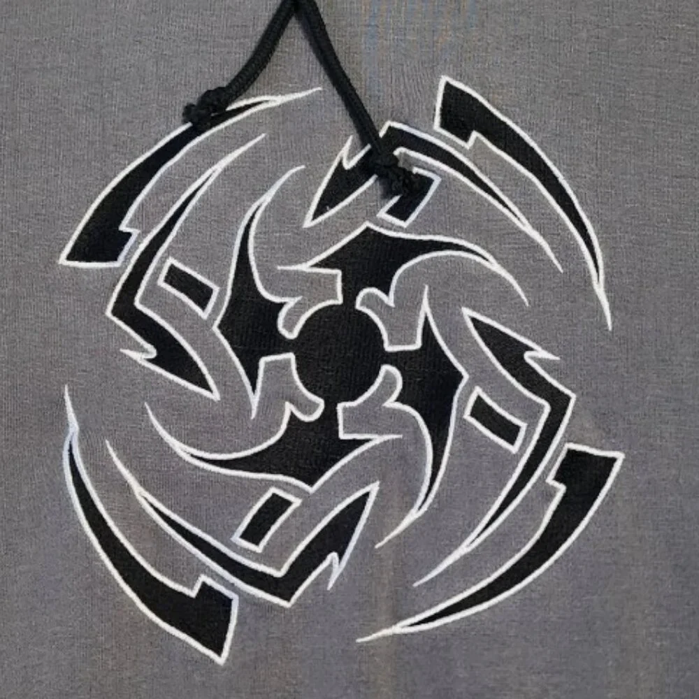 Sapphire Lounge Men's Large Gray Tribal Star Graphic Hoodie Y2k Streetwear - Picture 2 of 16